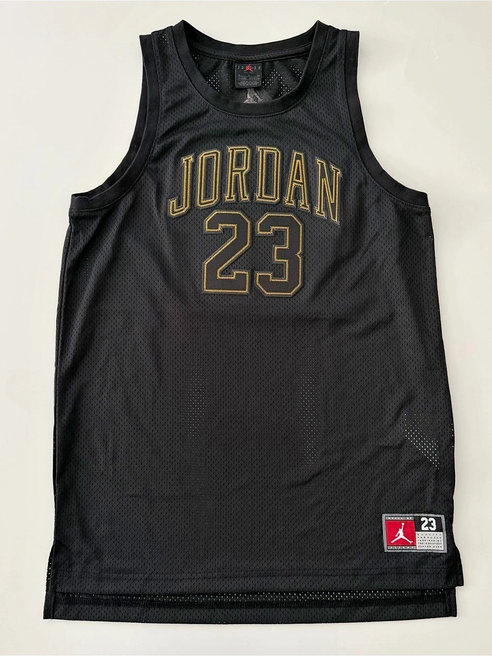 Jordan Brand #23 Black Gold Stitched Mesh Jersey Youth XL